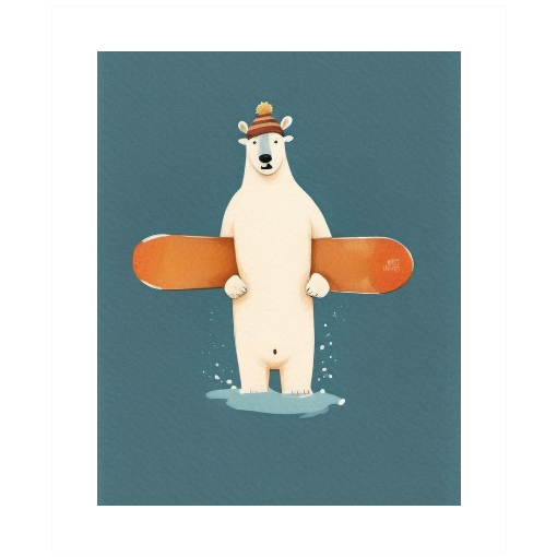 "First Tracks?" - A Polar Bear's Brisk Boarding Descent