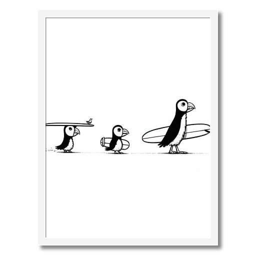 "Puffin Up" - A Wave of Fun Art Print