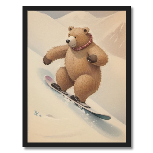 "Grizzly Grind" - A Bear's Brisk Boarding Adventure