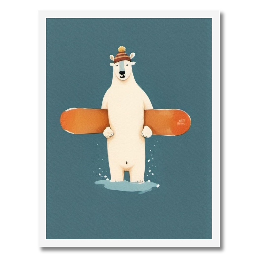 "First Tracks?" - A Polar Bear's Brisk Boarding Descent