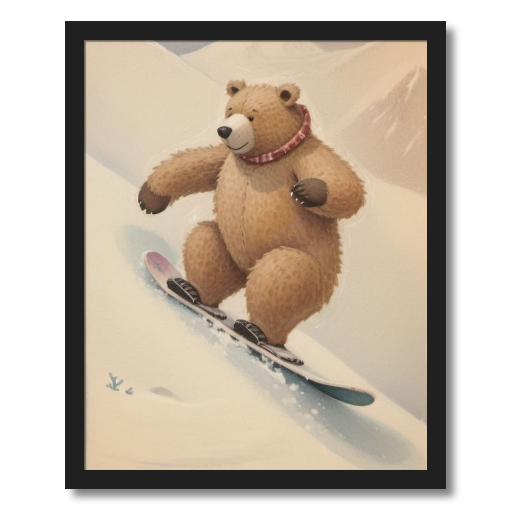 "Grizzly Grind" - A Bear's Brisk Boarding Adventure