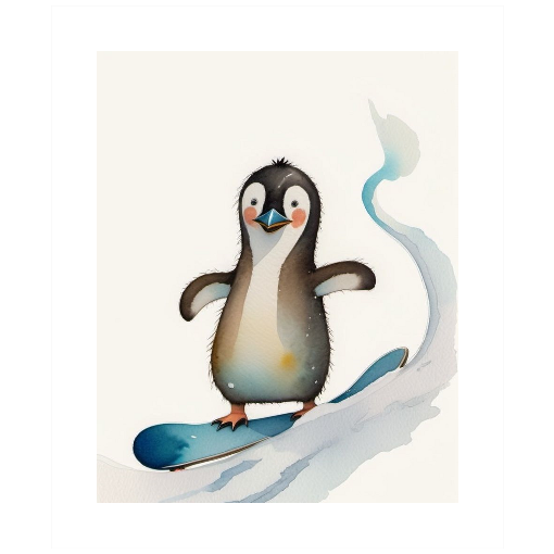 "Shredding the Slopes" - A Penguin's Frosty Frolic