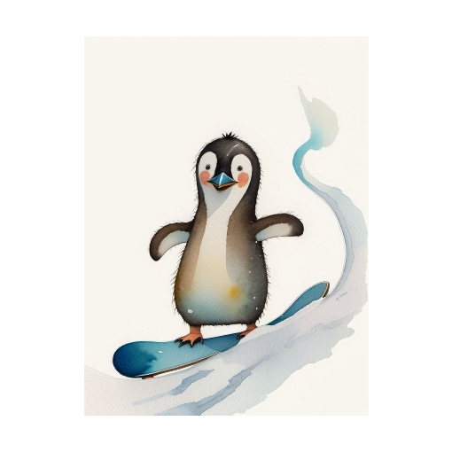 "Shredding the Slopes" - A Penguin's Frosty Frolic