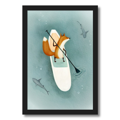 "Foxy Paddle" - A Fin-tastic Art Print