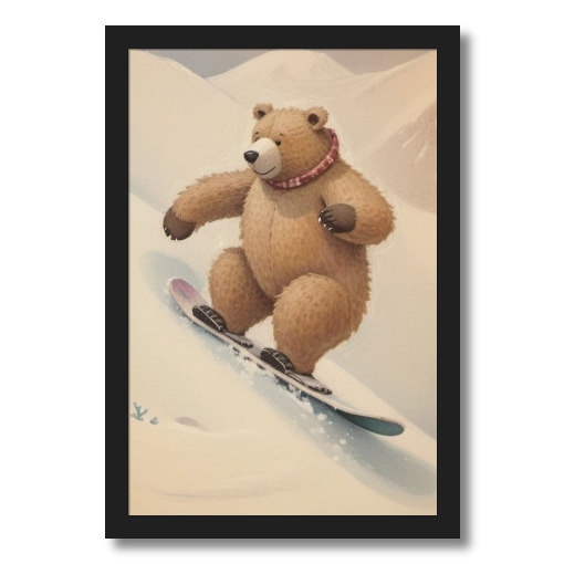 "Grizzly Grind" - A Bear's Brisk Boarding Adventure