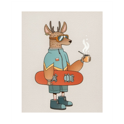 "Après Ski, Anyone?" - A Deer's Delightful Downhill