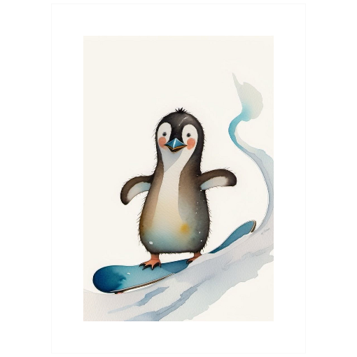 "Shredding the Slopes" - A Penguin's Frosty Frolic