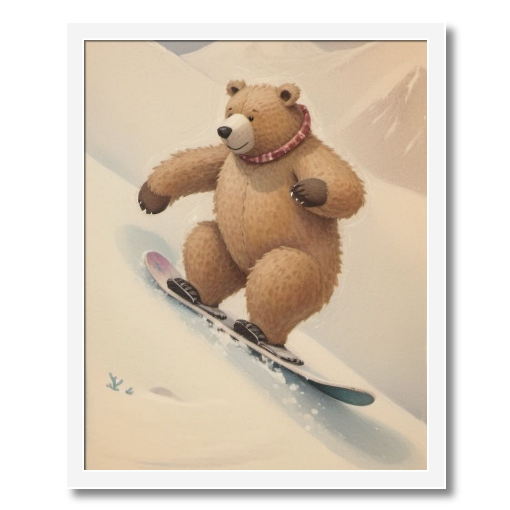 "Grizzly Grind" - A Bear's Brisk Boarding Adventure
