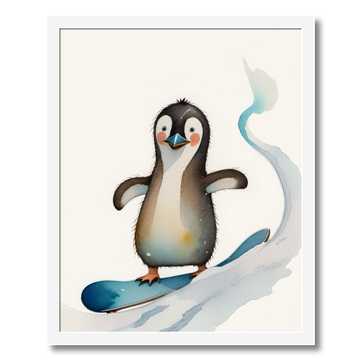 "Shredding the Slopes" - A Penguin's Frosty Frolic