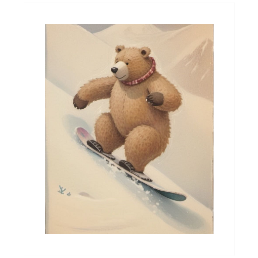 "Grizzly Grind" - A Bear's Brisk Boarding Adventure