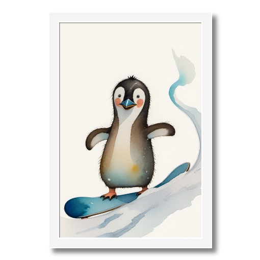 "Shredding the Slopes" - A Penguin's Frosty Frolic