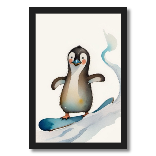 "Shredding the Slopes" - A Penguin's Frosty Frolic