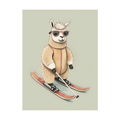 "Skiing Superstar" - An Alpaca's Alpine Adventure