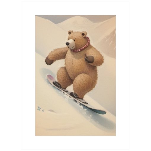 "Grizzly Grind" - A Bear's Brisk Boarding Adventure