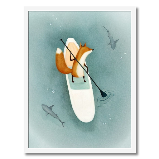 "Foxy Paddle" - A Fin-tastic Art Print