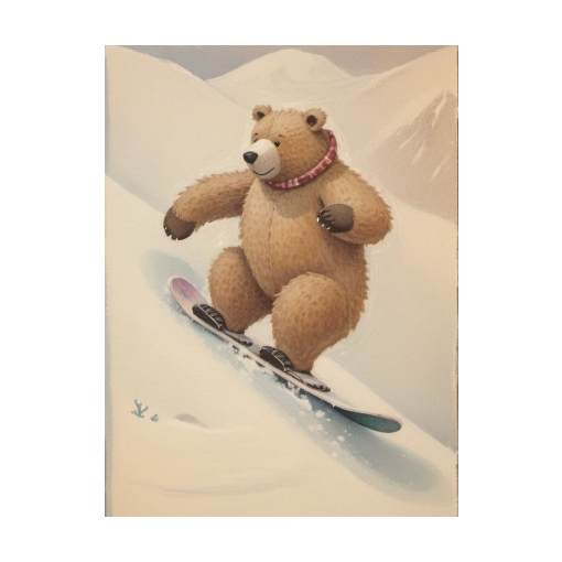 "Grizzly Grind" - A Bear's Brisk Boarding Adventure
