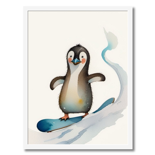 "Shredding the Slopes" - A Penguin's Frosty Frolic