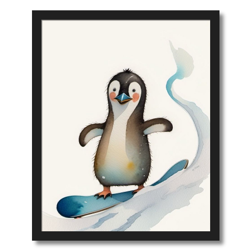 "Shredding the Slopes" - A Penguin's Frosty Frolic